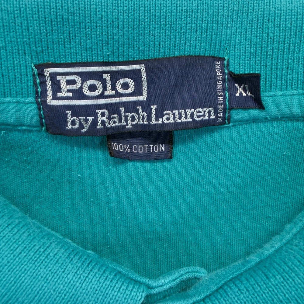 Vintage Polo Ralph Lauren Polo Shirt Mens XL Teal Yellow Pony Cotton Golf - Picture 4 of 8